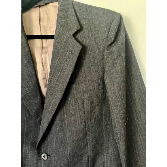 Vintage 70s Men's Milbern Dark Gray Striped Blazer Suit Jacket Medium Large 42 - Picture 4 of 9
